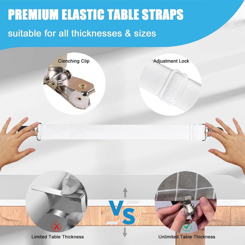 CUNGLIN Table Cloth Holder Clips Hidden Strap 5 Pack, Adjustable Elasticity Picnic Tablecloth Clip Indoor Outdoor Large Clamp for Thick Tables Bench Cover Party Restaurant Camping RV Essential Accessories - Image 3